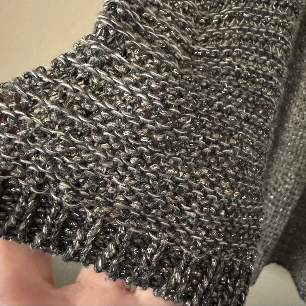 Eileen Fisher Linen Metallic Open Knit Sweater Size S